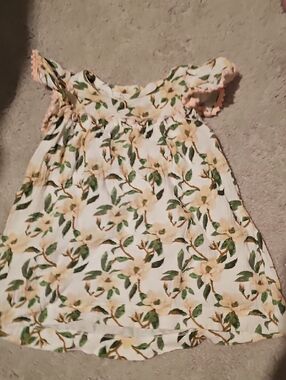 Mud Pie White Tank Dress with Yellow Floral Print